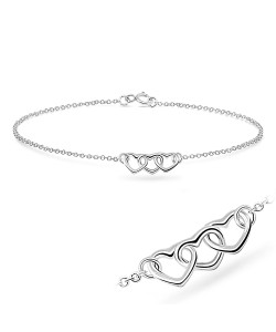 Triple Hearts Silver Bracelet BRS-41